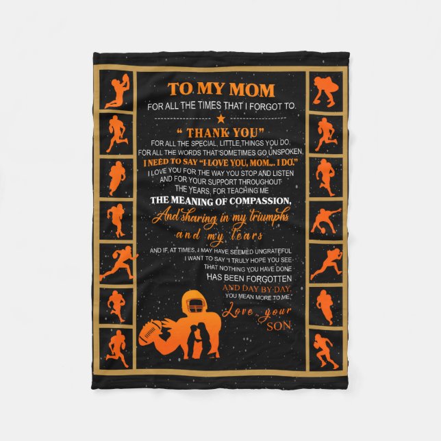 To My Mom Gift, Mom And Son, Ice Hockey Mom Fleece Blanket (Front)