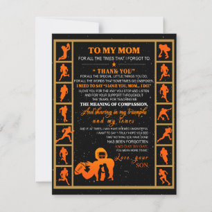 To My Mom Gift, Mom And Son, Ice Hockey Mom Invitation