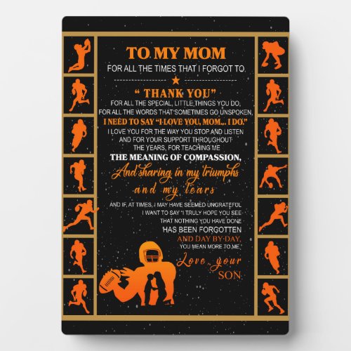 To My Mom Gift Mom And Son Ice Hockey Mom Plaque