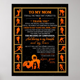 To My Mom Gift, Mom And Son, Ice Hockey Mom Poster
