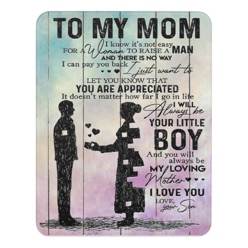To My Mom Letter Best Gift For Mommy Door Sign