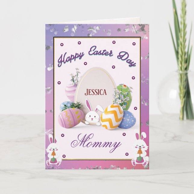 To My Mom On Easter Day  Holiday Card (Front)