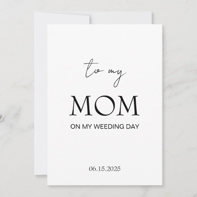 To my Mom on my Wedding Day Card, Personalized Car Holiday Card (Front)