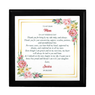 To My Mom on my Wedding Day Gift Wooden Keepsake  Box