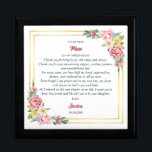 To My Mom on my Wedding Day Gift Wooden Keepsake  Gift Box<br><div class="desc">A Heartfelt "Gift for Mother of the Bride or Mother of the Groom Wooden Keepsake Box." This beautifully designed item features delicate watercolor floral peony flowers and an elegant gold square border, symbolizing love and appreciation. The message, "To My Mom on My Wedding Day, " adds a personal touch, making...</div>