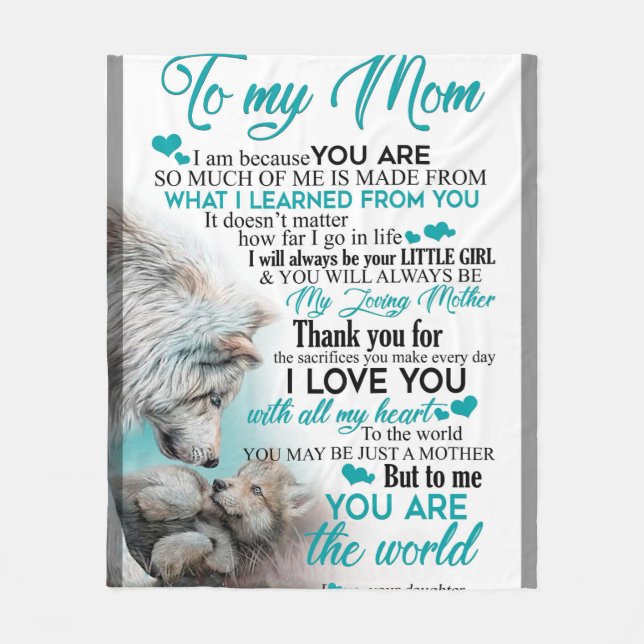 To My Mom wolf blanket, gift for mom blanket (Front)
