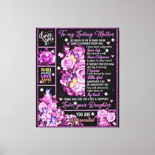 To My Mother Birthday Gift, Love Mom Gift Idea Canvas Print (Front)
