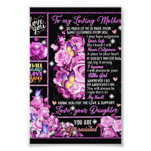 To My Mother Birthday Gift, Love Mom Gift Idea Photo Print