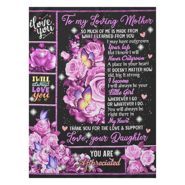 To My Mother Birthday Gift, Love Mom Gift Idea Tablecloth (Front)