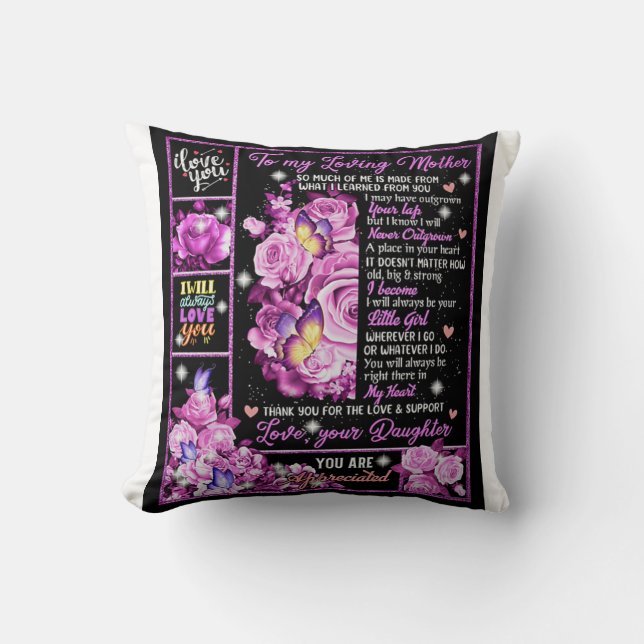 To My Mother Birthday Gift, Love Mom Gift Idea Throw Pillow (Front)