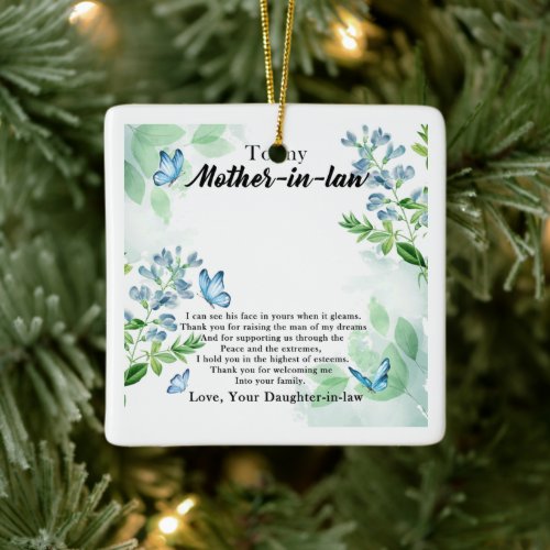 To my mother in law ceramic ornament