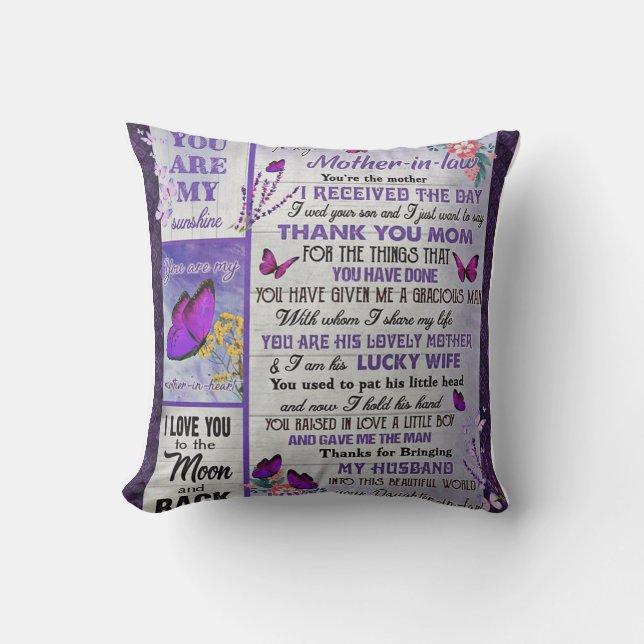 To My Mother- In - Law Gift, Mother Birthday Gift Throw Pillow (Front)