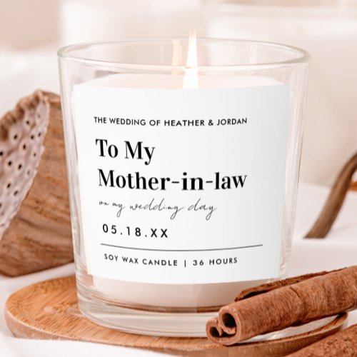 To My Mother In Law On My Wedding Day Parents Gift Scented Candle