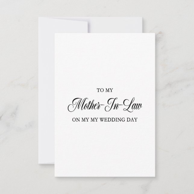 To My Mother in Law on My Wedding Day  Thank You Card (Front)