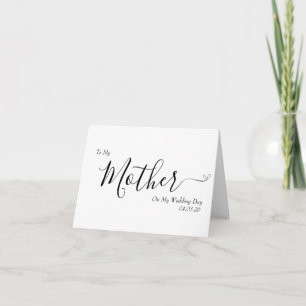 To My Mother on My Wedding Day Elegant Script Letterpress Thank You Card