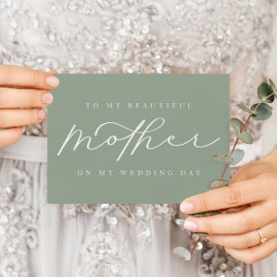 To My Mother On My Wedding Sage Blank Folded Card