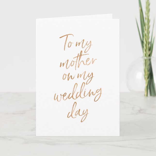 To my mother on my wedding | Stylish Gold Rose Card (Front)
