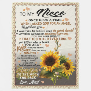 To My Niece I Love you to the moon and back Fleece Blanket
