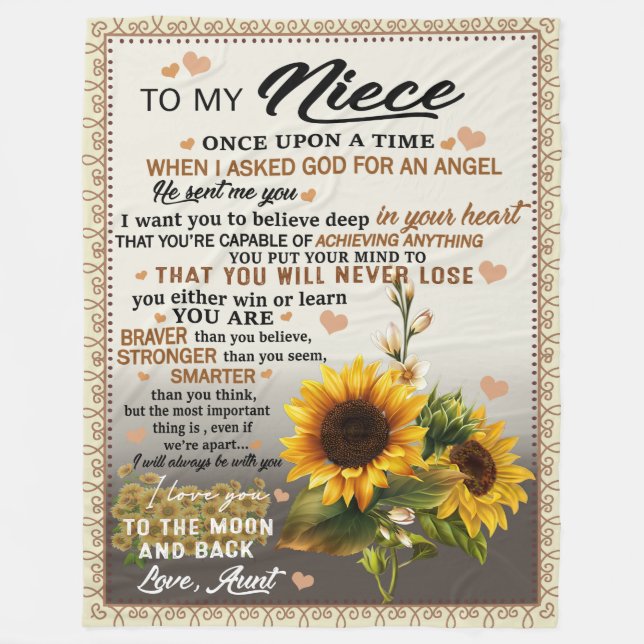 To My Niece I Love you to the moon and back  Fleece Blanket (Front)
