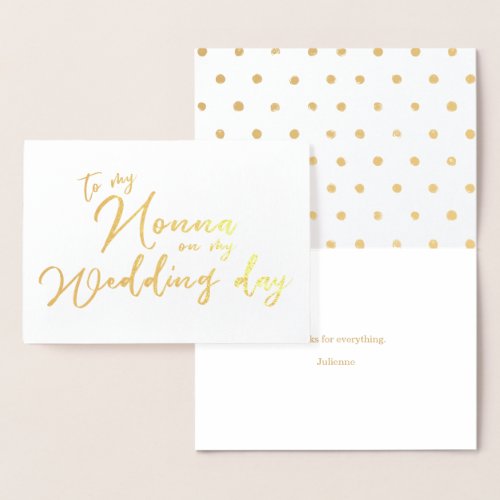 To My Nonna On My Wedding Day Foil Card