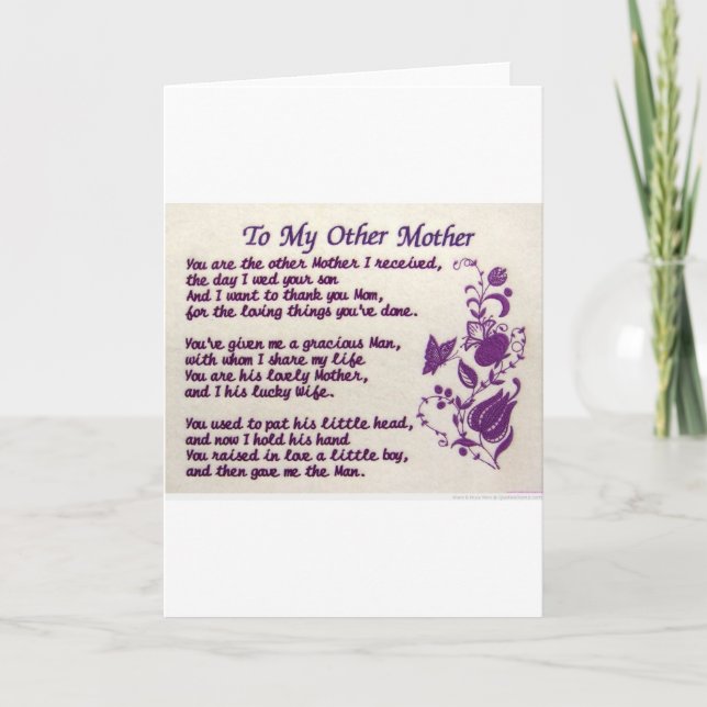To My Other Mother; Thank You (Front)