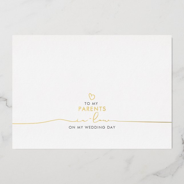 To My Parents In-Law Wedding Message Foil Invitation (Front)