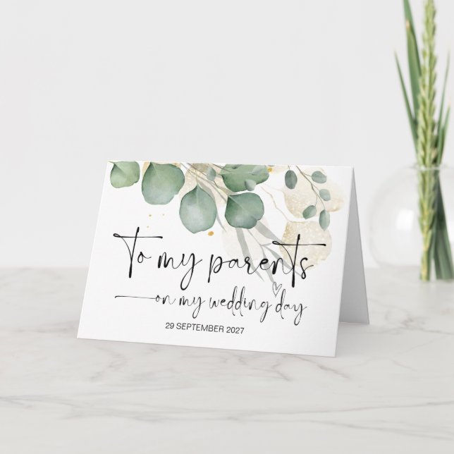To My Parents on Wedding Day Thank You Bride Groom Card (Front)