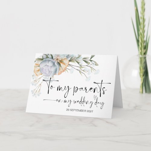 To My Parents on Wedding Day Thank You Bride Groom Card