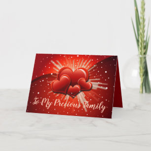 To My Precious Family Red Hearts Valentine Holiday Card