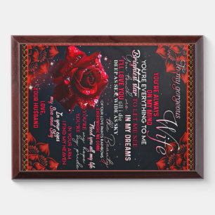 To My Rose Wife Birthday Gift, Couple Wife Gift Award Plaque