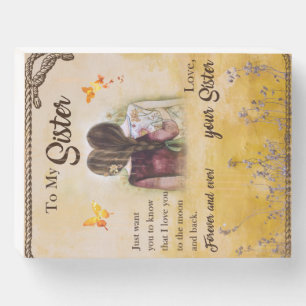 To My Sister Gift,Butterfly Lovers,Floral Siblings Wooden Box Sign