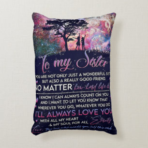 To My Sister Lady Girl Gift, Sister Birthday Gift Accent Pillow