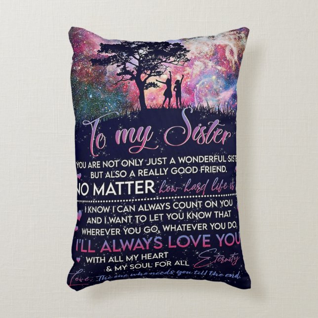To My Sister Lady Girl Gift, Sister Birthday Gift Accent Pillow (Front(Vertical))