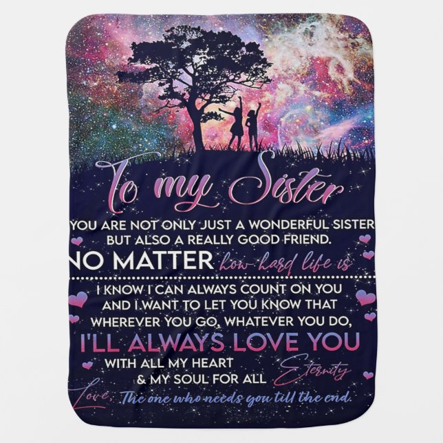 To My Sister Lady Girl Gift, Sister Birthday Gift Baby Blanket (Front)
