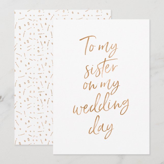 To my sister on my wedding day invitation (Front/Back)