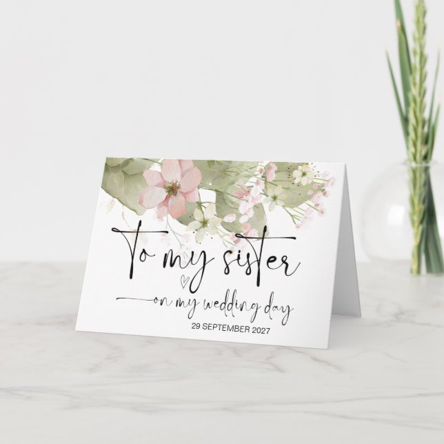 To My Sister on Wedding Day Thank You Bride Groom Card (Front)
