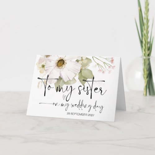 To My Sister on Wedding Day Thank You Bride Groom Card