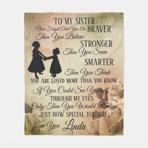 To My Sister Personalize Fleece Blanket