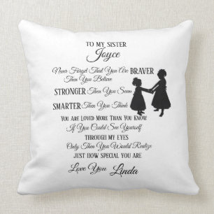 To My Sister Personalize Throw Pillow