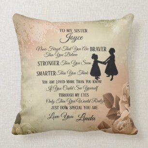 To My Sister Personalize Throw Pillow