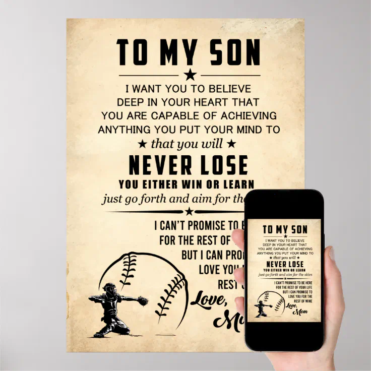 I Want You To Believe Deep In Your Heart - Family Baseball - Gift For Son From Mom