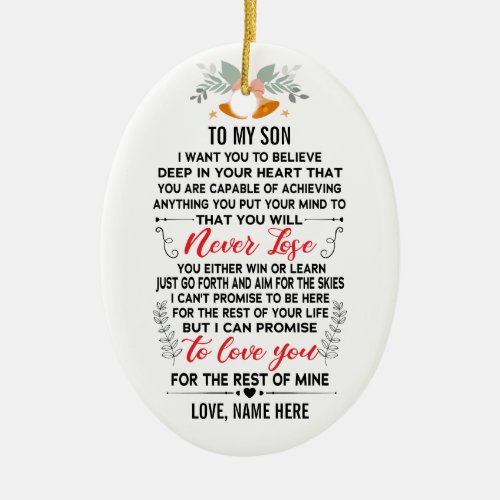 To My Son From Dad or Mom with Custom Name Ceramic Ornament