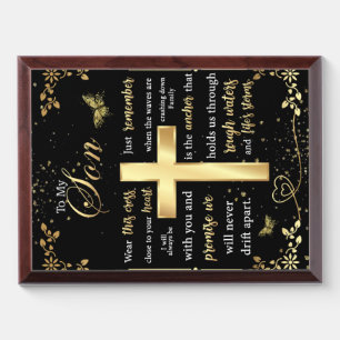 To My Son Gift, Butterfly Lover, Floral Son Letter Award Plaque