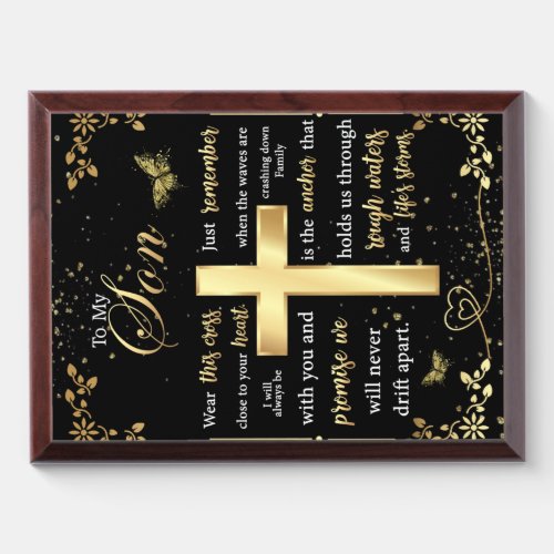 To My Son Gift Butterfly Lover Floral Son Letter Award Plaque