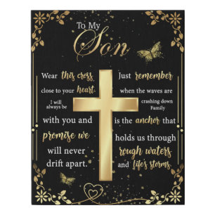To My Son Gift, Butterfly Lover, Floral Son Letter Faux Canvas Print