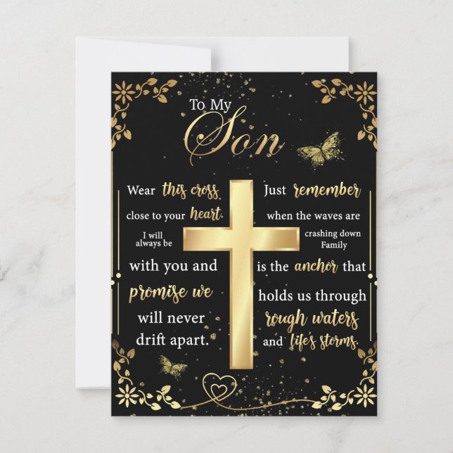 To My Son Gift, Butterfly Lover, Floral Son Letter Invitation (Front)