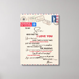 To My Son Gift, Mom And Son, Love Letter To Son Canvas Print