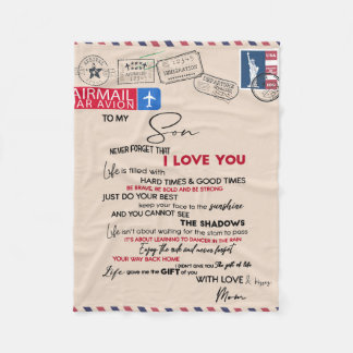 To My Son Gift, Mom And Son, Love Letter To Son Fleece Blanket