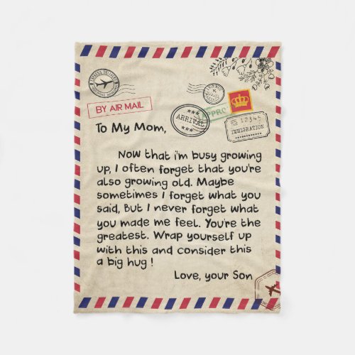 To My Son Gift Mom And Son Love Letter To Son Fleece Blanket