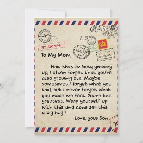 To My Son Gift Mom And Son Love Letter To Son Holiday Card